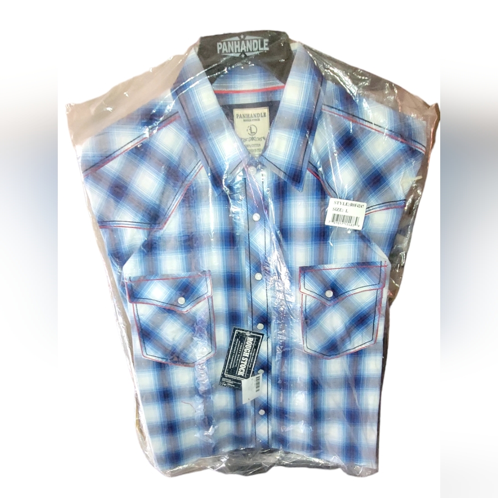 Panhandle Rough Stock Men's Royal Plaid Buttondown